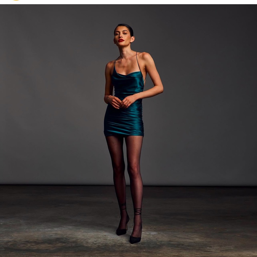 The Sei 
Mini Halter Cowl Dress in Lagoon size 8